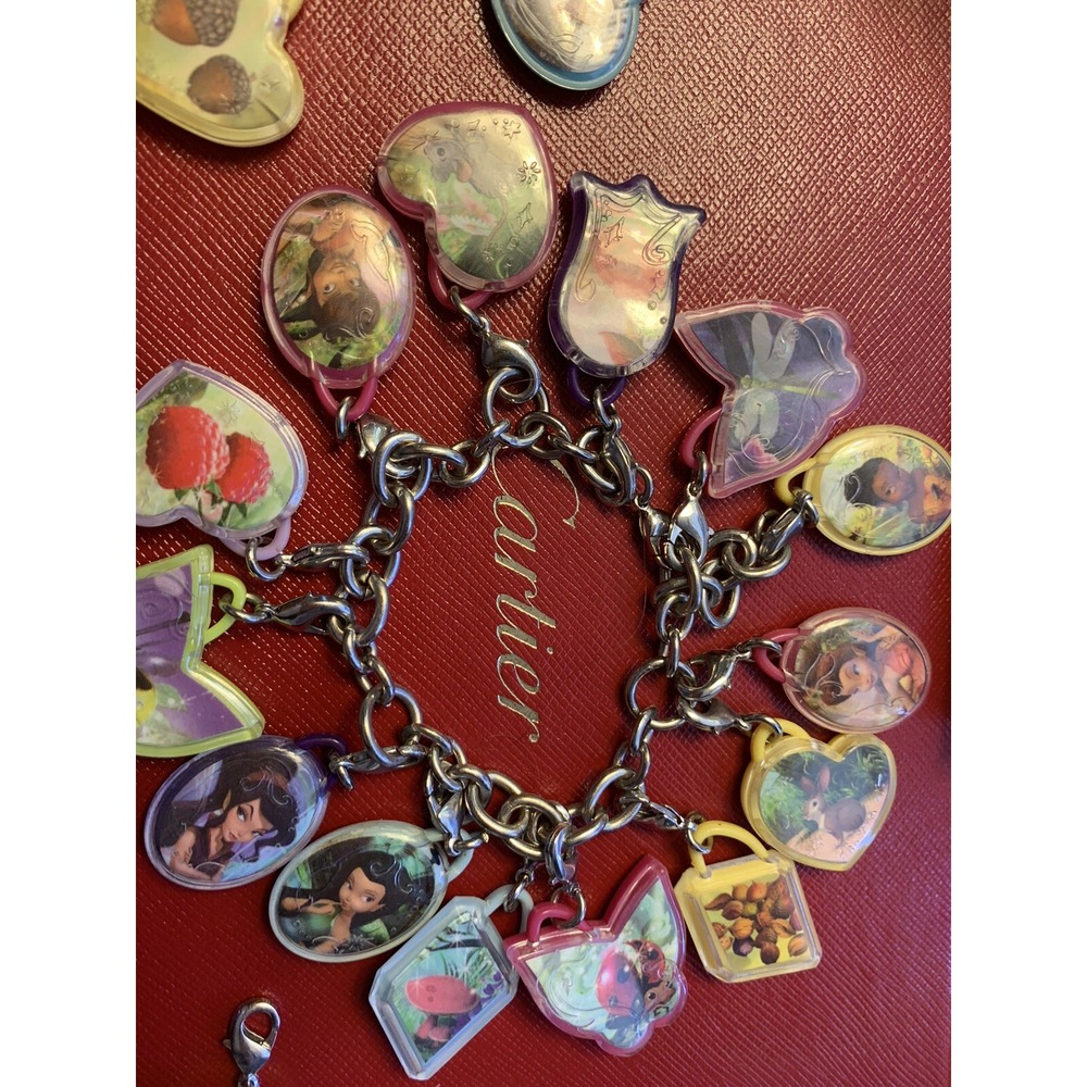 RARE Disney Fairies Pixie Hollow Clickables Charms Chain Bracelet COLLECTABLE
